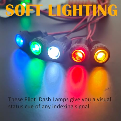 5pcs 12mm LED Indicator Light Plastic Black Signal Dot Lamp 110-220VAC 1/2 inches Mounting Hole Size with 15cm/5.9in. Wire (Green LED) - color: Green, size: 12mm 110-220V