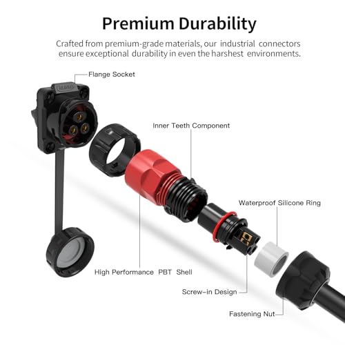 CNLINKO YM-20 2 PIN Screw Lock Waterproof Connector IP68 Aviation Circular Quick Plug PBT Plastic Shell M20 Male Female Flange Socket (2-PIN) - size: 2-Pin, style: Screw-Assembly