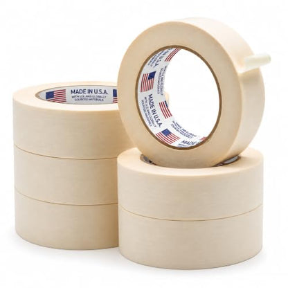 WOD Utility Grade General Purpose Masking Tape, 1.5 inch x 60 yds (Pack of 6) Great for Home or Office, Painting, or Labeling, Adhesive Leaves no Residue - size: 1.5 inch - Pack of 6