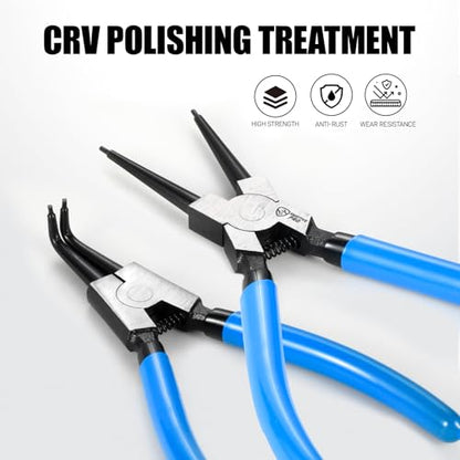 SMOTIVEPRO 6PCS 7inch Internal/External Snap Ring Pliers Set - size: 6PC 7" Internal/External Set