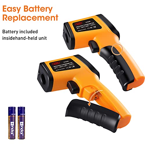 Infrared Thermometer (Not for Human), XinJiaYi Laser Temperature Gun for Pizza Oven, Non-Contact Laser Thermometer Gun for Cooking/BBQ/Grill/HVAC, Surface Thermometer -58°F ~ 1022°F Yellow - color: -58°F ~ 1022°F-Yellow