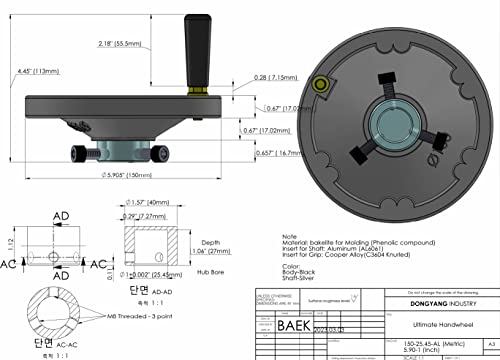 6" Ultimate Handwheel Fits 1" Shaft or Smaller - Table Saw, Lathe & More - size: 6" X 1"