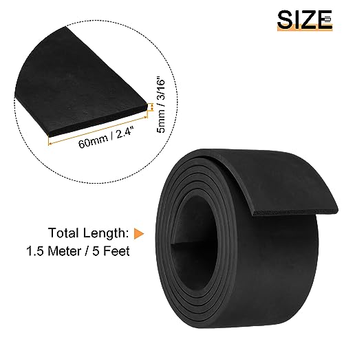 uxcell EPDM Rubber Foam Sheet Strip 3/16" T x 2.4" W x 5' L Rubber Sheet Rolls Weather Strip for DIY Gasket, Crafts, Insulation - size: 3/16" T x 2.4" W x 5' L
