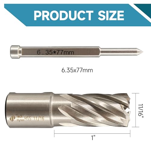 1PC M2 HSS Annular Cutter 11/16" Dia 1" Cutting Depth 3/4" Weldon Shank - size: 1-piece 11/16", style: HSS 1" Cutting Depth