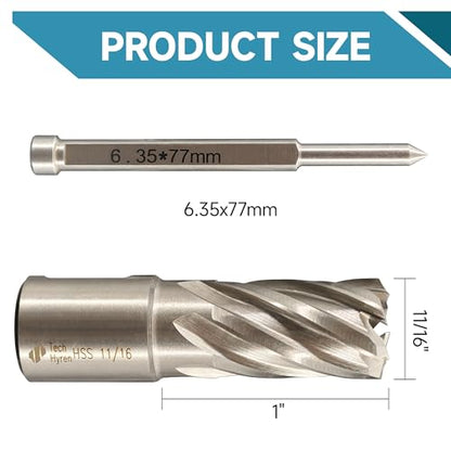 1PC M2 HSS Annular Cutter 11/16" Dia 1" Cutting Depth 3/4" Weldon Shank - size: 1-piece 11/16", style: HSS 1" Cutting Depth