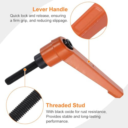 uxcell Clamping Lever Handles for Lathe, M5x25mm Male Thread Orange 2Pcs - size: M5x25mm
