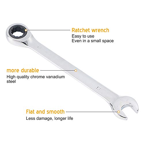 SaferCCTV Wrench Metric 13mm Ratcheting Wrench Set,Reversible Ratcheting Combination Wrench,Open Ended Ratchet - size: 13mm