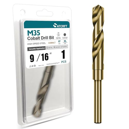 9/16 Inch Cobalt Drill Bit, M35 HSS Twist Drill Bit, 135° Split Point - size: 9/16 Inch