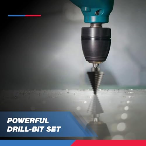 NEIKO 10198A Step Drill Bit Set | 5 Piece, 4mm- 35mm | Metric Titanium High Speed Steel Unibit, Stepper Cone Drill Bit | Two Flute Step Down Bits, 135 Degree Point - size: 5pc (5/32 - 1-3/8", 44S), style: Straight