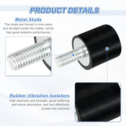 uxcell 2Pcs M4 Thread Rubber Mounts, Vibration Isolators, Cylindrical Shock Absorber with Studs 15 x 15mm with Non-Slip Nuts - size: M4 x 15 x 15mm