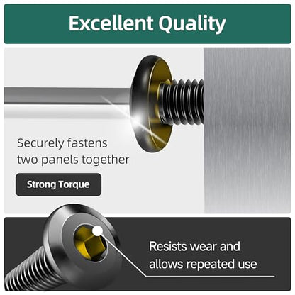 25Pcs M6 Bolts x 12/16/20/25/30mm Flat Head Hex Socket Cap Screws and Bolts Assortment Kit 304 Stainless Steel, Black Oxide Finish Furniture Bolt with Hex Key - size: M6 X 12/16/20/25/30mm