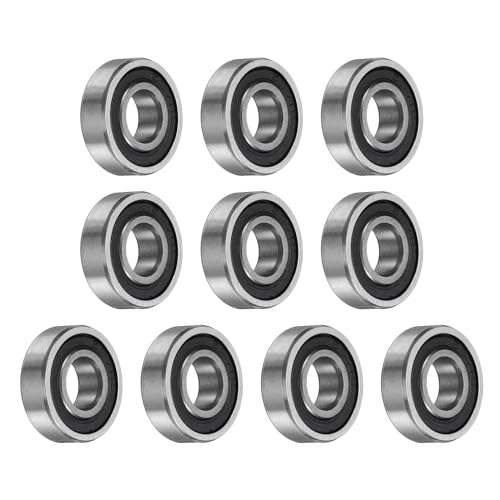 uxcell 10pcs 697-2RS Bearing 7x17x5mm, Chrome Steel Double Rubber Seals Miniature Bearing, Lubricated Deep Groove Ball Bearings, P6 (ABEC 3) - size: 697-2RS