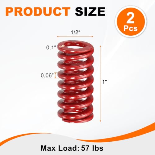 HARFINGTON 2pcs Die Spring 1/2" OD x 1" Free Length SMH2004, Red - size: 1/2" OD x 1" Free Length