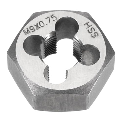 HARFINGTON Hex Threading Die M9 x 0.75 Metric Thread Right Hand High Speed Steel Rethreading Fixed Die Screw Cutting Tapping Repair Tool - size: M9 x 0.75