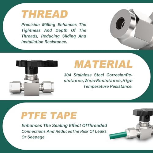 1PCS 304 Stainless Steel Compression Valve, 1/4" Tube OD x 1/4" Tube OD Straight Adapter for water/oil/air systems. - size: 1/4" OD (Valve)