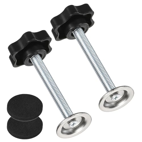 M METERXITY 2-Pack Star Handle Hand Screws, M8x60mm Carbon Steel Thread Star Clamping Knobs with Screws, Pressure Plate and Rubber Pad for Woodworking/Mechanical Equipment [Black] - size: M8 x 60mm