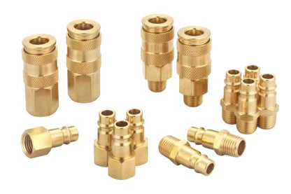Brass 1/4 Inch NPT High Flow Air Coupler and Plug Kit - size: Coupler and Plug Kit 14 Piece