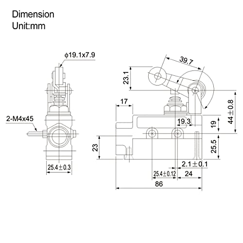 BAOMAIN Limit Switch BM-6104, Roller Lever Actuator, 15A 250VAC/380VAC Heavy Duty Sealed Micro Switch for Air Curtain and Industrial Doors, IP65 Waterproof, Replacement for TZ-6104