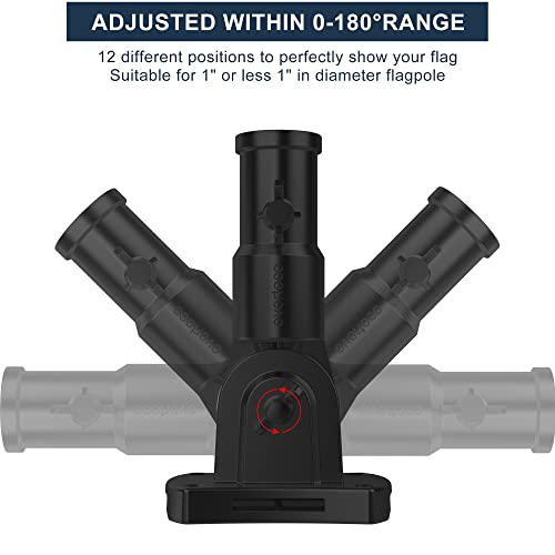 Heavy Duty 180° Adjustable Stainless Steel Flag Pole Bracket Mount - color: Black