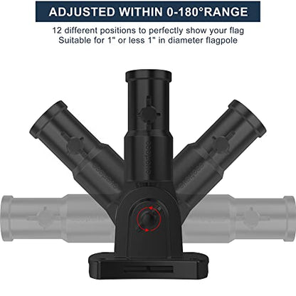 Heavy Duty 180° Adjustable Stainless Steel Flag Pole Bracket Mount - color: Black