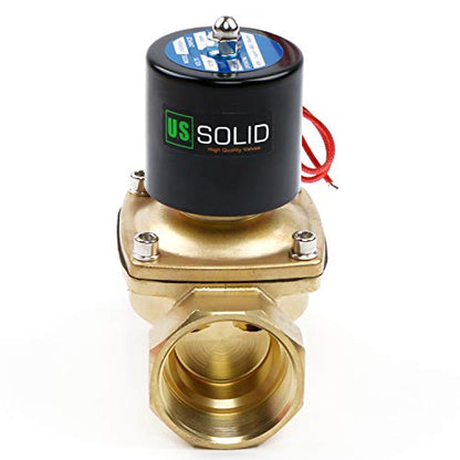 U.S. Solid 1 1/2" Solenoid Valve - 12V DC Brass Electric Solenoid Valve, Normally Closed, Viton Seal - size: 1-1/2 inch