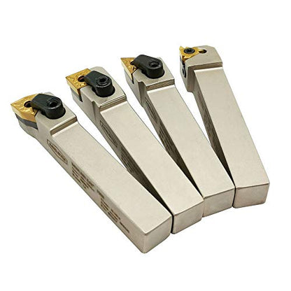 5/8'' inch CNC Lathe Indexable Turning Tool Holder with Nickel Plated,CNC Heavy-Duty Metal Lathe Bit Set with Tin Coated Carbide Turning Inserts WNMG431 CNMG431 TNMG331 16ER AG60