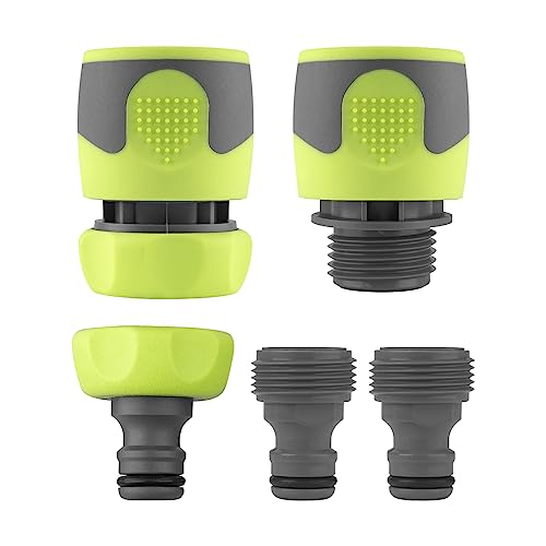 Flexzilla Garden Hose Quick-Connect Fittings, 5-Piece Coupler & Plug Kit