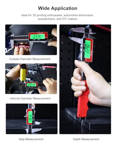 GODSEON 6" Digital Caliper, USB-C Rechargeable Backlight LCD ±0.001" Accuracy, Inch/mm/Fraction Units 5 Modes Auto-Off, Stainless Steel Calipers for DIYers Woodworkers Jewelers, 3D Printing - size: 6"- Metal Shell