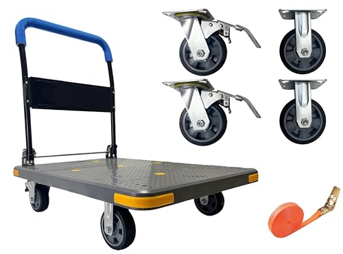 Heavy Duty Flatbed Cart with Swivel Wheels with Brakes,36" Lx24 W - color: Gray, size: Large