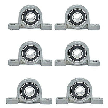 6pcs KP000 10mm Bore Zinc Alloy Inner Ball Mounted Pillow Block