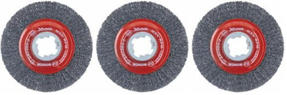 BOSCH WBX418 4-1/2 in. X-Lock Arbor Tempered Steel Crimped Wire Wheel for Applications in De-Burring, Removing Oxides, Flash Removal, Edge Blending (Pack of 3) - size: 4-1/2 In. (Pack of 3), style: Tempered Steel Wire Wheel