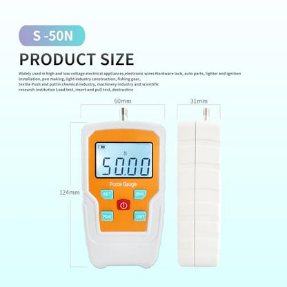 Digital Force Gauge Push and Pull Meter Dynamometer Tension Pressure Tester Thrust Meter Compression Load Plug Force Destructive Tests 50N/5kg/11lbf/180Oz - size: 11LB 50N