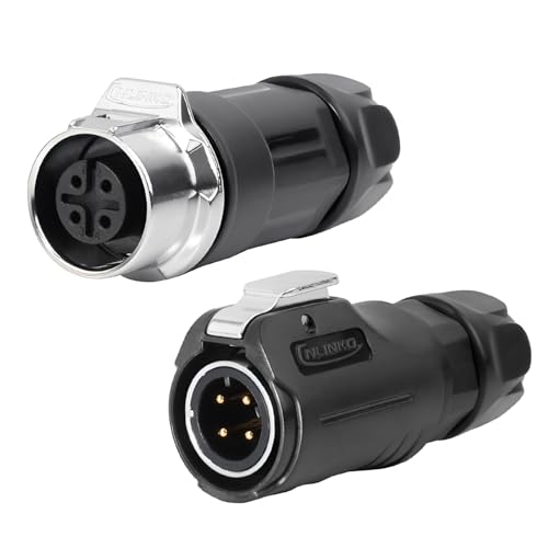 CNLINKO LP-12 4 Pin Connector IP68 Waterproof Circular Electrical Plug for Outdoor Equipment Solar Industrial Machinery DC 12V M12 2-8 Pin Male Plug and Female Plug (4-Pin) - size: 4-Pin, style: Metal-reinforced Kit
