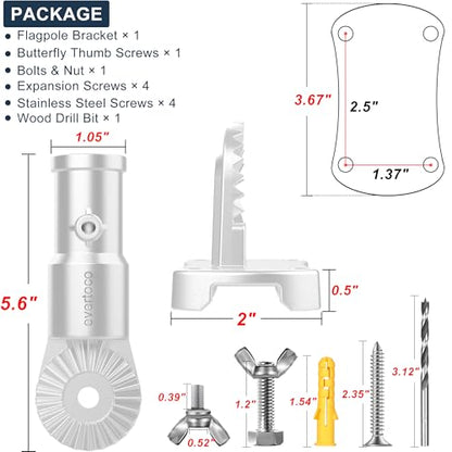 Heavy Duty 180° Adjustable Stainless Steel Flag Pole Bracket Mount - color: White