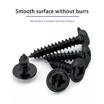 Black Wood Screws 1-1/2 Inch, 35Pcs Self Tapping Wood Screw #10 x 1-1/2", Zinc Plated Steel, Modified Truss Head, Phillips Drive, Carbon Steel, for Drywall/Metal/Plastic/Furniture, Black - size: #10 x 1-1/2"