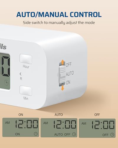 DEWENWILS Indoor 24 Hour Programmable Digital Timer Outlet, 1 Outlet,2 Pack - style: White-2PK