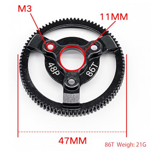 86T 48P Hardened Steel Spur Gear for Traxxas Slash Stampede Rustler 2WD - size: 48P-Spur Gear-86T