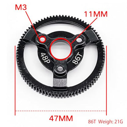 86T 48P Hardened Steel Spur Gear for Traxxas Slash Stampede Rustler 2WD - size: 48P-Spur Gear-86T
