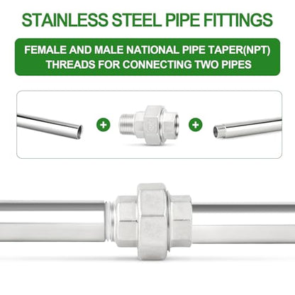 TAISHER 1PCS 304 Stainless Steel Union，1-1/4" NPT Male x 1-1/4" NPT Female Cast Pipe Fitting,Reducing Pipe Adapter Fitting - size: 1-1/4" (F x M)NPT