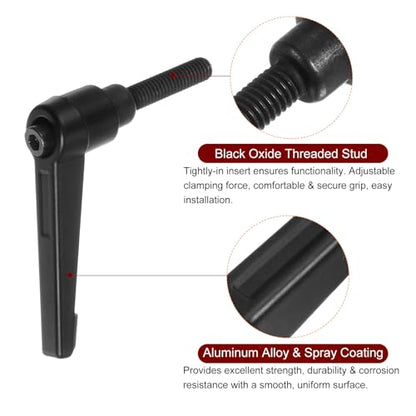 6pcs Adjustable Clamping Lever Handles M6 x 25mm Male Thread Bolt Knobs Rotating Screw Locking Quick Release Ratchet Push Button Handle, Black - size: M6 x 25mm
