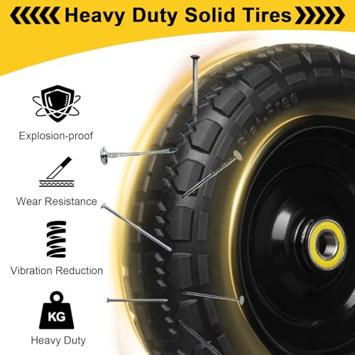 10 Inch Solid Rubber Tires, 4.10/3.50-4 Tire and Flat Free with 5/8" Bearings, 2.17" Offset Hub for GOR Garden Carts, Garden Wagon Carts, Trolleys, Hand Trucks and Utility Cart(2 Pack) - size: 10 INCH - 2 Pack