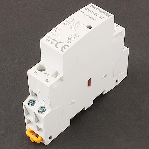 BAOMAIN 220V AC 2-Pole 25A Modular Contactor, 2NC, DIN Rail Mount