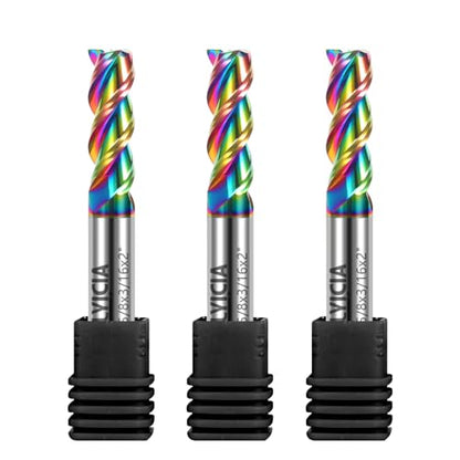 3pcs 3/16" Tungsten Carbide End Mills for Aluminum & Copper Alloys - size: 3/16 in