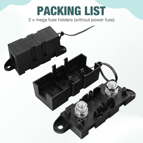 Mega Fuse Holder Pack of 2, AMG MEGA Fuse Holder with Cover, MEGA Car Fuses Holders ANM Automotive Mega Fuses Holders for Cars, Trucks, Caravans, Buses by XIOGZAXI
