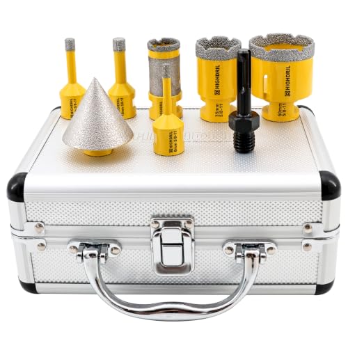 HIGHDRIL 8Pcs Diamond Drill Bits Kit for Porcelain Ceramic Tile Granite - size: Thread Set7