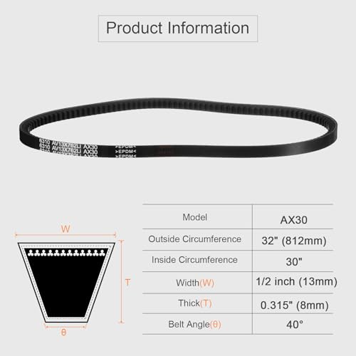 uxcell AX30 EPDM V-Belt,Industrial Rubber V Belt 1/2" Wd x 30" Inside Circ - size: AX30