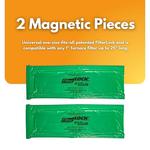 FilterLock Furnace Filter Slot Seal – Magnetic Seal Cover for Any 1” Furnace Filter, Up To 25” Long, Reduce HVAC Air Leaks, Green