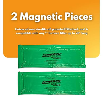 FilterLock Furnace Filter Slot Seal – Magnetic Seal Cover for Any 1” Furnace Filter, Up To 25” Long, Reduce HVAC Air Leaks, Green