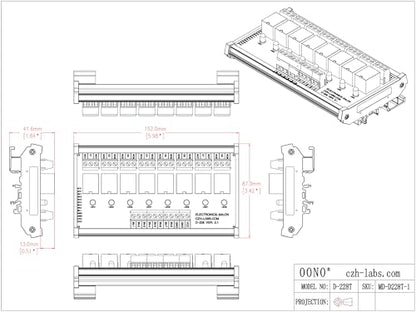 Electronics-Salon DIN Rail Mount 8 SPDT Power Relay Interface Module. (Operating Voltage: DC 24V)