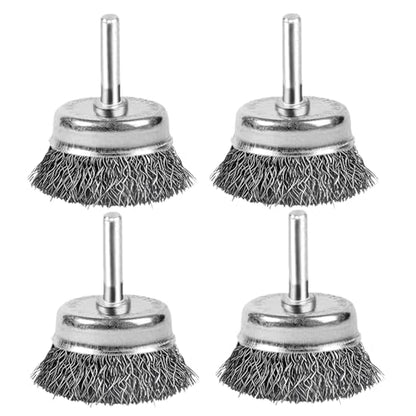 2 Inch Wire Cup Brush Set for Drill - 1/4 Inch Round Shank Abrasive Wire Cup Brush - Stainless Steel Crimped Carbon Steel Brush for Rust,Cleaning,Deburring,Removing Paint - style: 4pcs